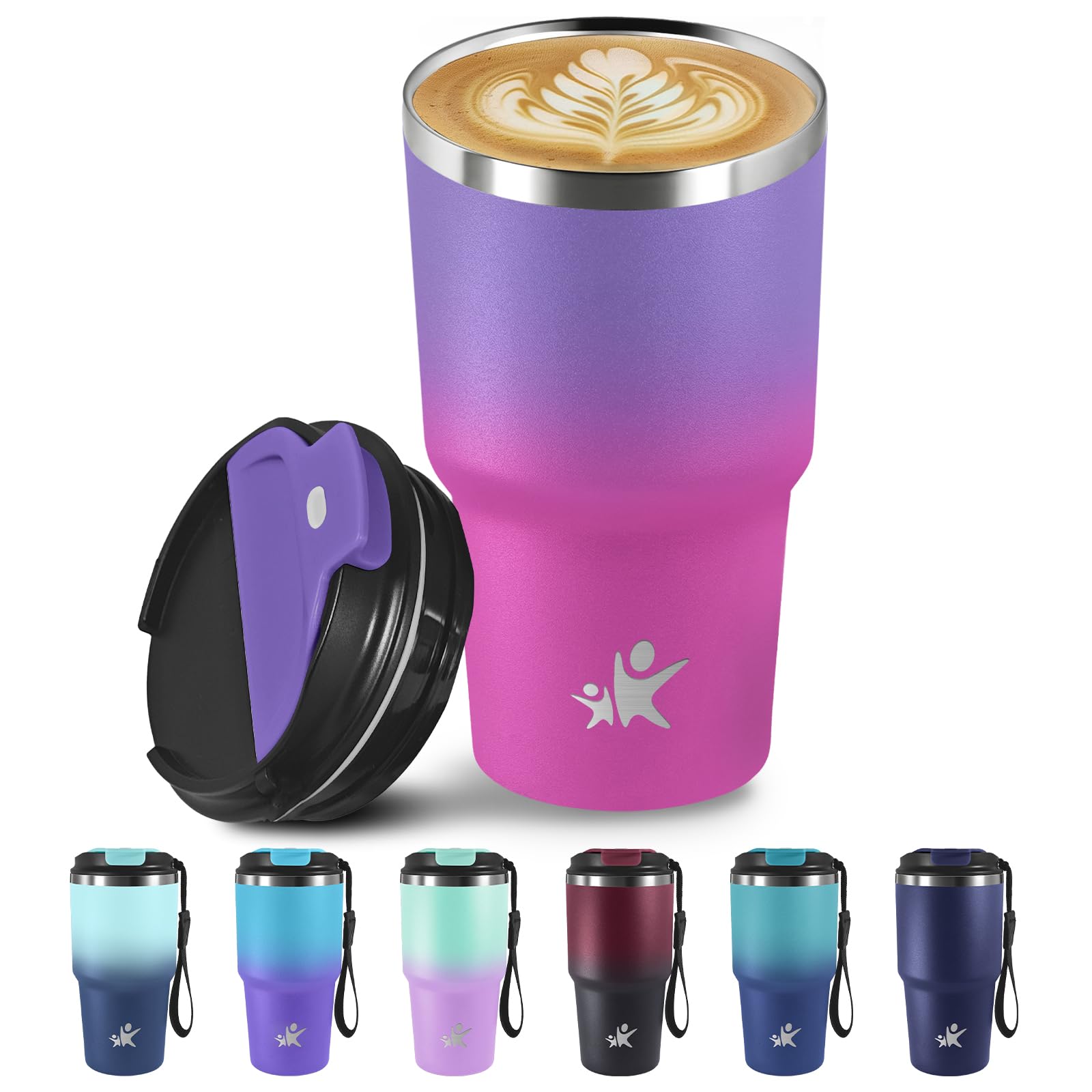 Grsta Travel Mug - 600ml Thermal Tumbler Reusable Travel Coffee Mug Coffee Mug Leak Proof Travel Cup for Coffee Tea Hot and Cold Coffee