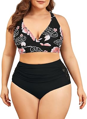 Century Star Womens Plus Size Bikini Tummy Control Swimsuits Two Piece Bathing Suits High Waisted Swimwear