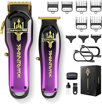 SUPRENT PRO Professional Hair Clippers for Men- Barber Clippers Set Brushless Motor, Cordless Hair Clipper with Zero Gap Hair Trimmer- Premium Hair Cutting kit Gift for Men