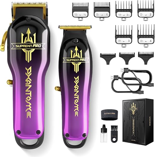 SUPRENT® PRO Professional Hair Clippers for Men- Barber Clippers Set Brushless Motor & DLC-Coated Blade- Cordless Hair Cli...