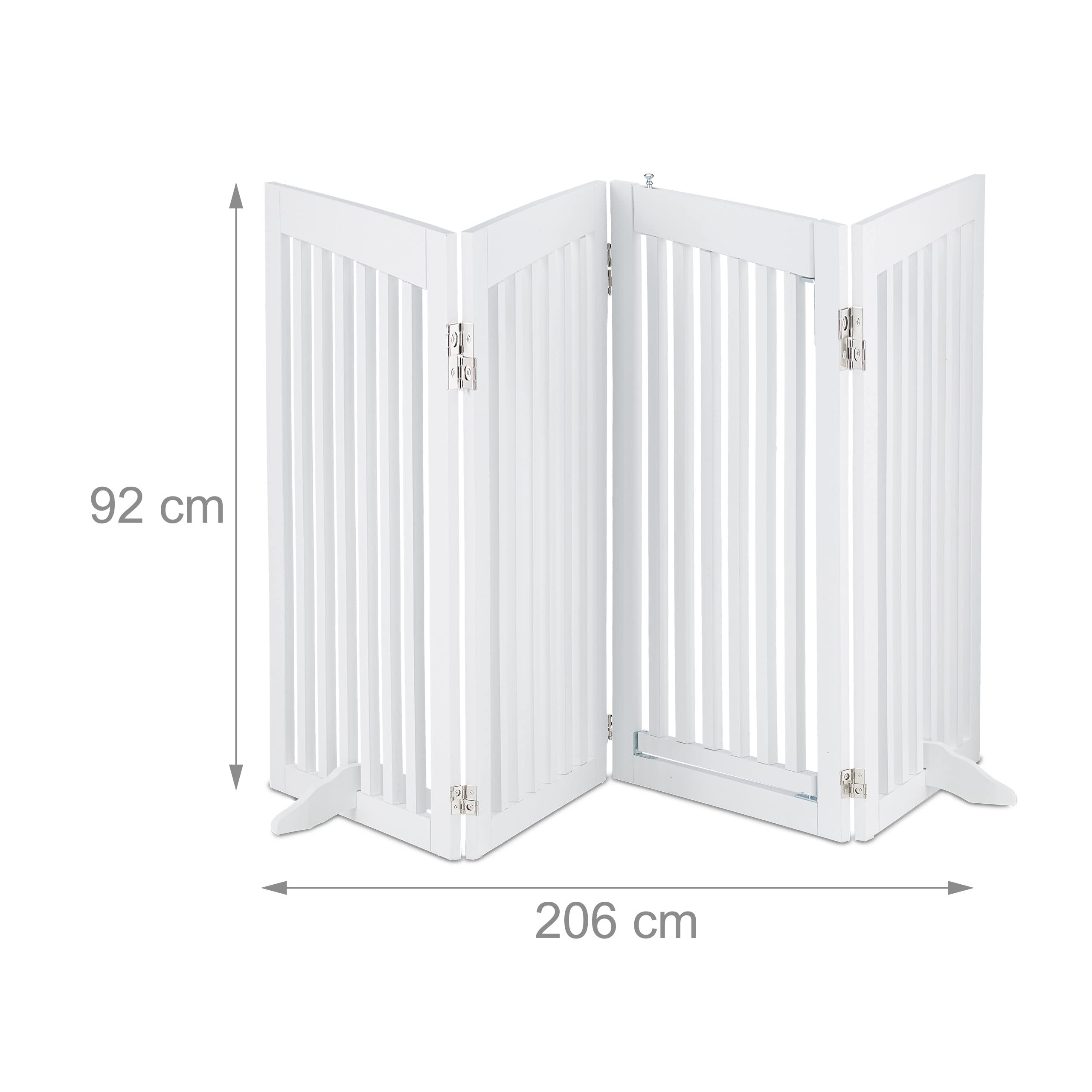 Relaxdays Barrera Seguridad Perro, Valla Protectora, Puerta, 92x206cm, Plegable, Cerca Protección Cachorros, Blanco
