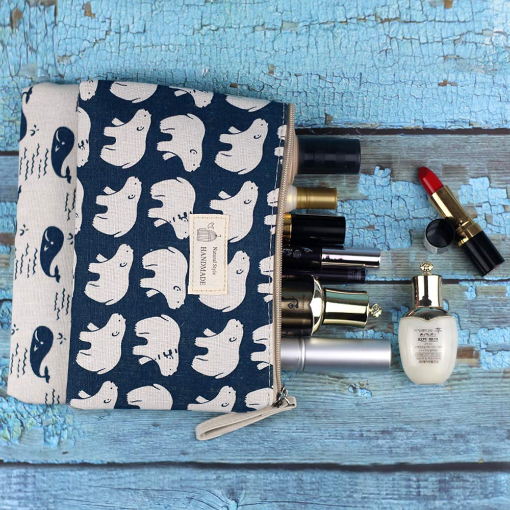 Kimoli 2 Pcs Women Funny Makeup Bag Cute Cosmetic Bag Pouch for Purse Toiletry Bag : Beauty & Personal Care