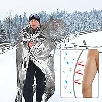 Vista 6 de Emergency Mylar Thermal Blankets -Space Blanket Survival kit Camping Blanket (Pack of 6). Perfect for Outdoors, Hiking, Survival, Bug Out Bag
