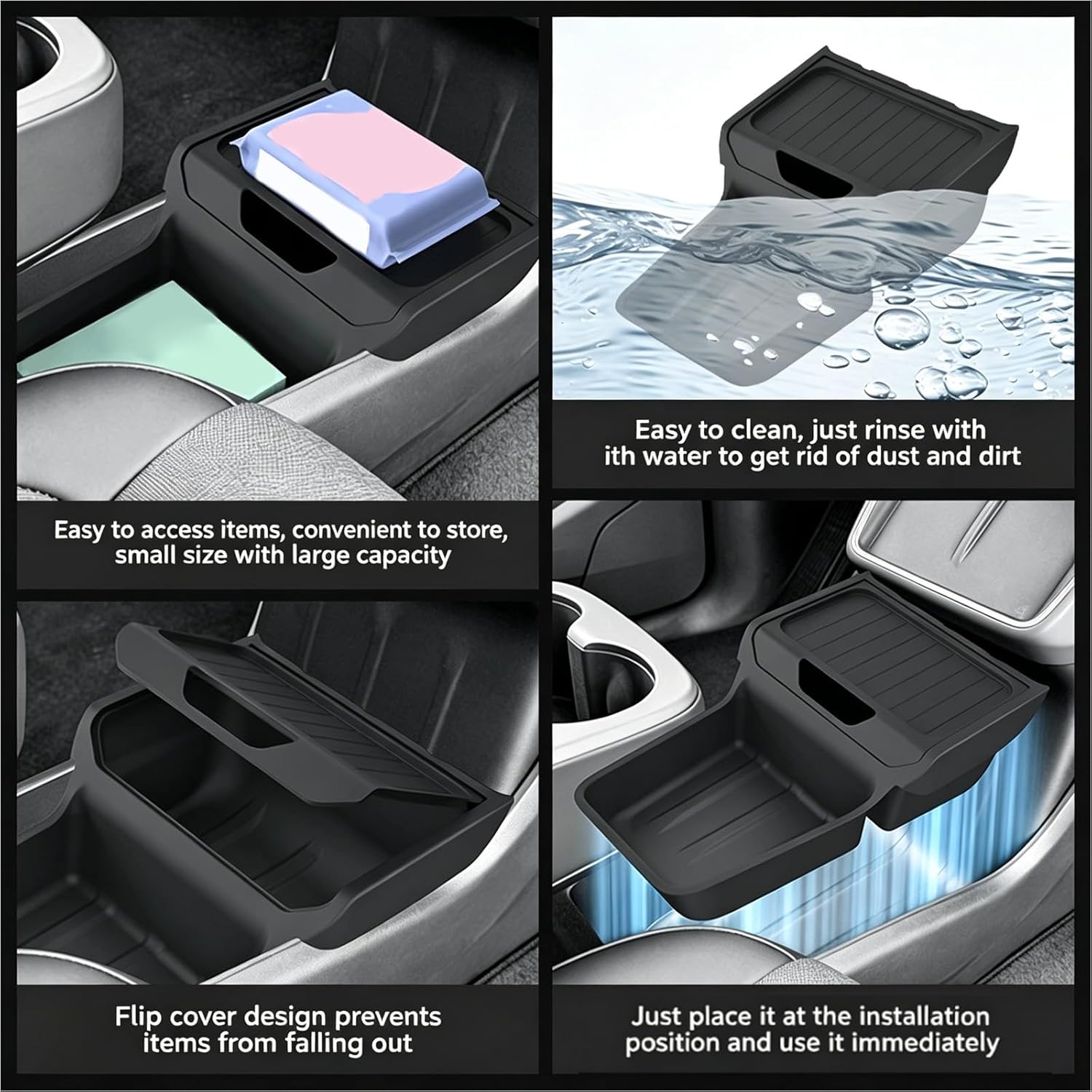 Under Screen Storage Organizer for Tesla Model Y Juniper Standard Accessories 2026 2025 - Lower Center Console Storage Insert Tray Bin Interior Accessories