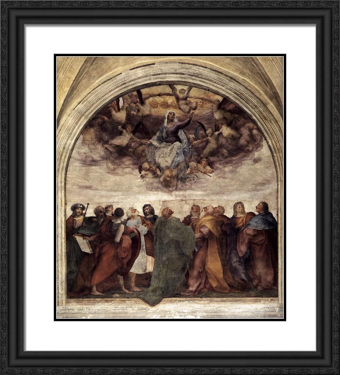 ArtDirect Fiorentino Rosso 20x22 Black Ornate Framed Art Print with Double Matting Titled: Assumption of the Virgin