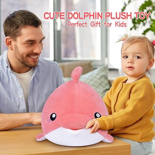 Miniatura 4 de MIAOHAHA Lindo juguete de peluche de delfín de 11.8 pulgadas, muñeco de peluche de delfín para niños, almohada para abrazar, lindos peluches (azul