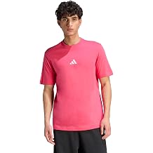 adidas Men's Essentials Small Logo Single Jersey T-Shirt, Power Pink/White, XX-Large