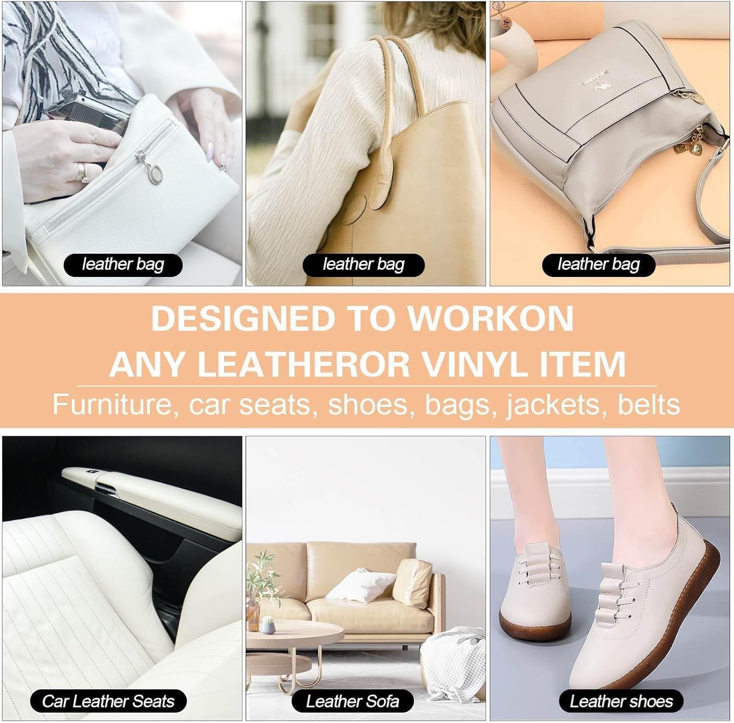 SEISSO Dark Beige Leather Repair Kit for Furniture, Vinyl Repair Kit Leather Dye Leather Repair Kit Car Interior Leather Recoloring Balm for Scratches, Fading Shoes, Car Seat, Sofa - Image 6