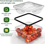 RockBerry 50 Pcs Grands contenants de stockage alimentaire avec des lids Airtight-85 OZ aux petits conteneurs-Total 526 Oz BPA Conteneurs empilables en plastique gratuit pour l'organisation de cuisine de garde-manger, Micro-ondes Safe