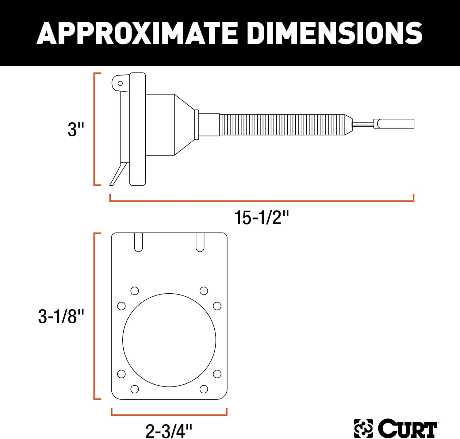 Curt Manufacturing 57676 7 Way Round to 4 Way Flat with Intergrated Test Lamps