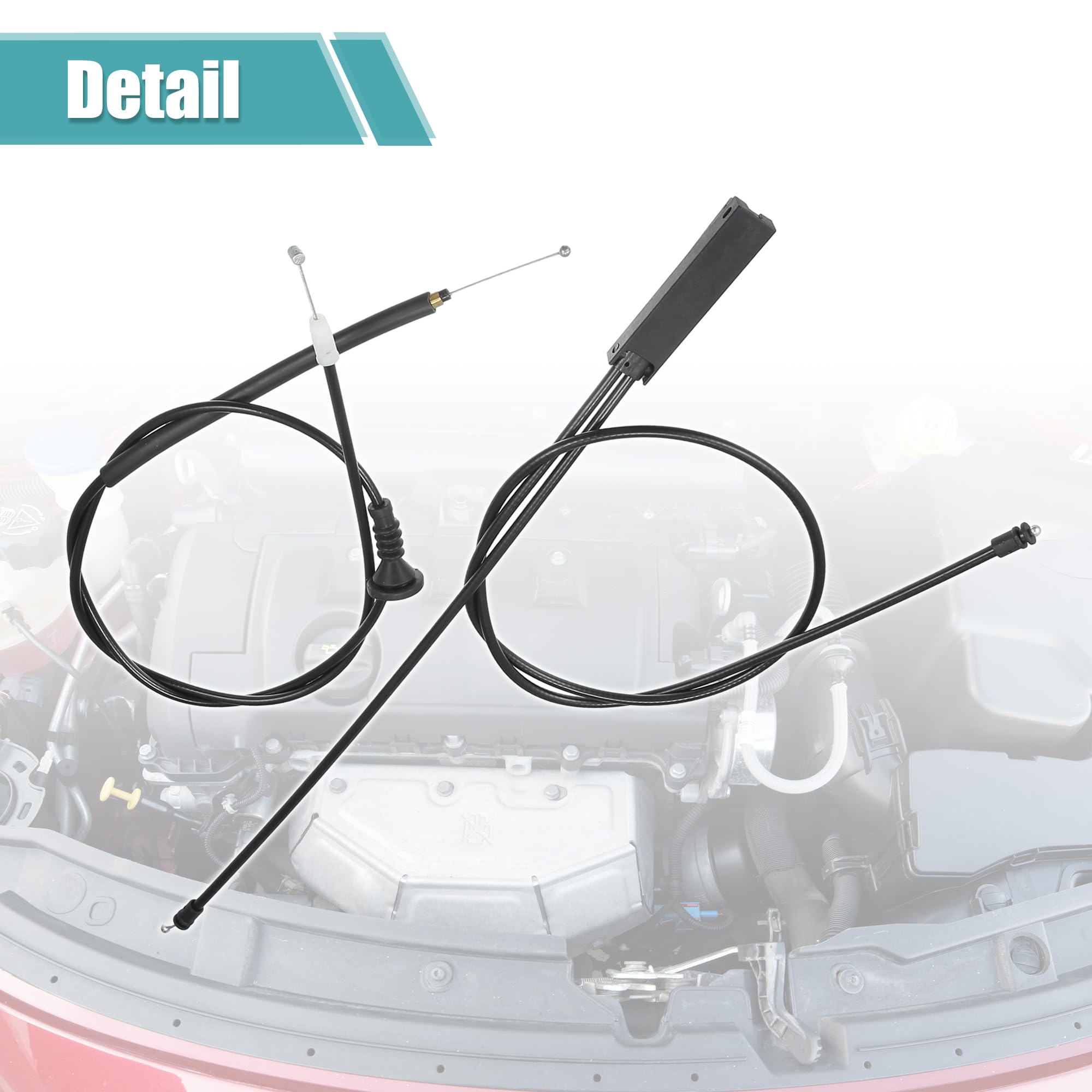 Motoforti Motorhaubenentriegelungskabel Für Mini Cooper 2007-2015 1 Set | Schwarz, Kunststoff/Metall/Gummi, 102cm & 116cm, OE 51232751378/51237148865, Für Clubman/Coupe/Roadster/Paceman