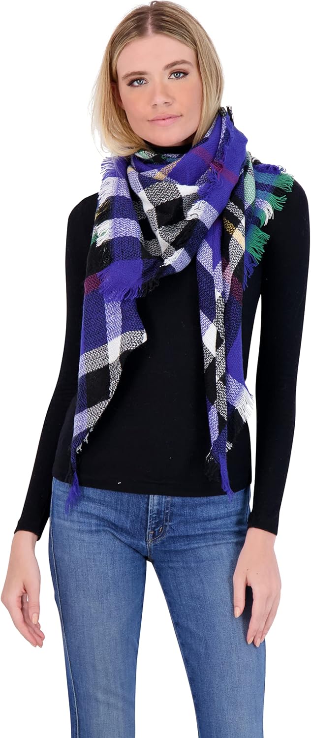 Plaid Blanket Scarf Winter Warm Fall Scarfs for Women, Lightweight Woven Soft Oversized Stylish Tartan Scarves Shawl Wraps - Image 7