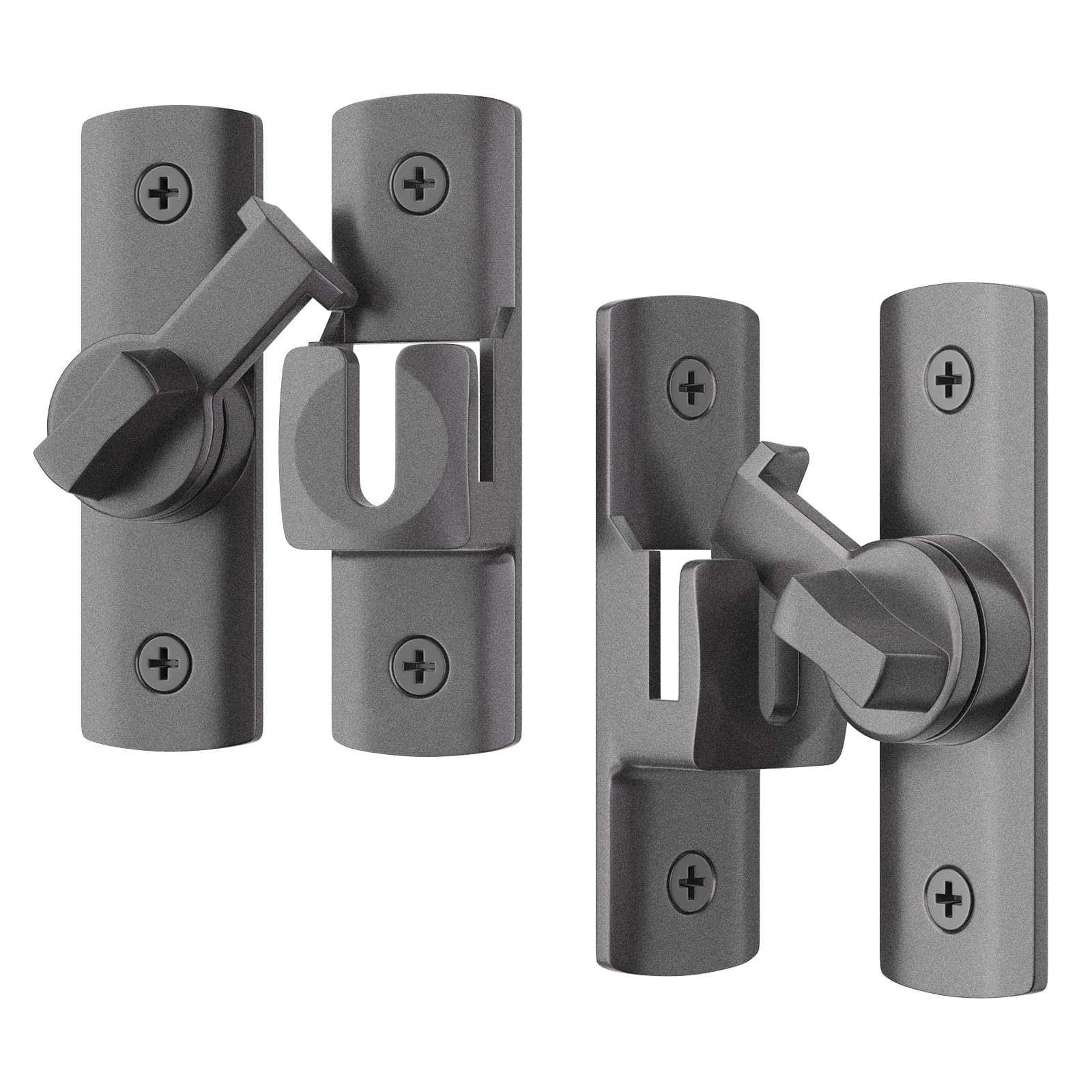 Photo 1 of 2 Pcs Degree Barn Door Latch, 180/90 Sliding Barn Door Lock?Sliding Gate Latch Lock for Cabinets, Barn Door, Bathroom, Gardenr Doors (Grey)
