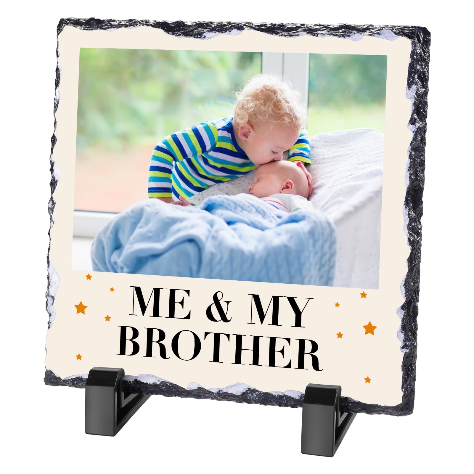Personalised Rock Slate Picture Frames, Me and My Brother Picture Frame Baby Keepsake Frame Sibling Picture Frame Baby Girl or Baby Boy Gift Big Brother or Baby Brother Gift