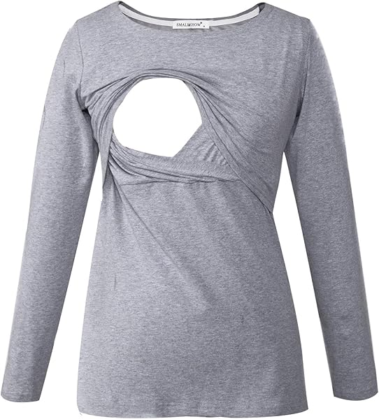 Smallshow Women's Long Sleeve Breastfeeding Top Maternity Nursing T-Shirt Pregnancy Clothes - 1