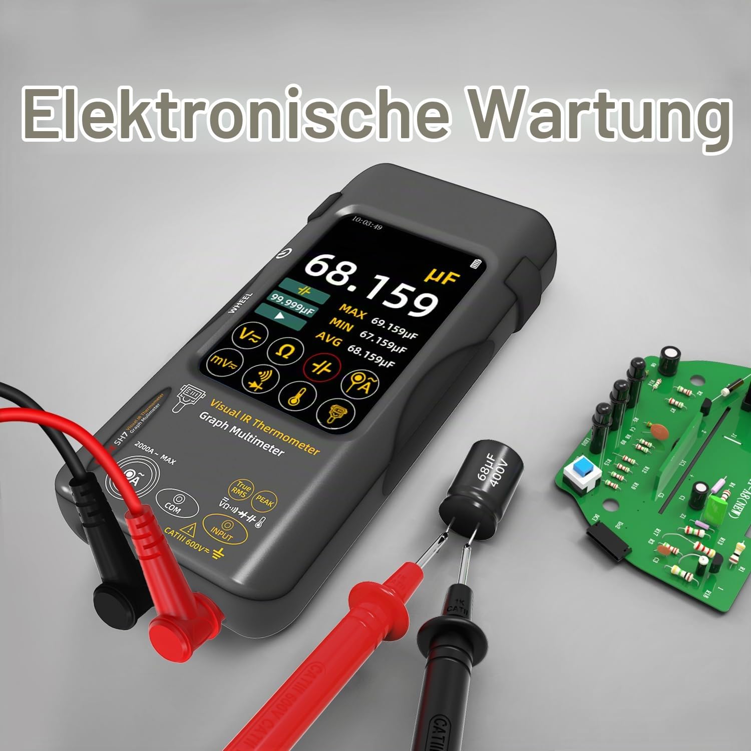 BSIDE SH7 Multimeter Wärmebildkamera mit Makro Objektiv und 3,98” Touchscreen Thermokamera 320X320 IR-Auflösung & Digital Multimeter 20000 Counts TRMS für Leckortung PCB Elektronik KFZ Industrie