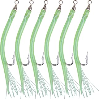 Classic Striped Bass Tube Lures Trolling Tube Fishing Lures Cod Rig Tube Teasers with Stanless Steel Hooks Swivel for Offshore Trolling Bass Cod Big Game Fishing