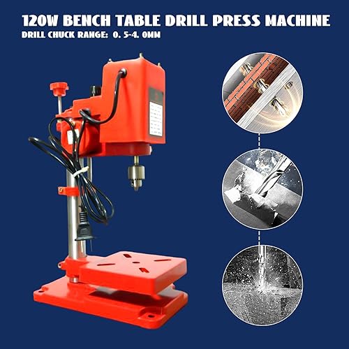 Miniatura 6 de Banco de prensa de taladro, 110 V 120 W, mini máquina de prensa de taladro portátil de velocidad continua, alta precisión, herramienta de prensa de