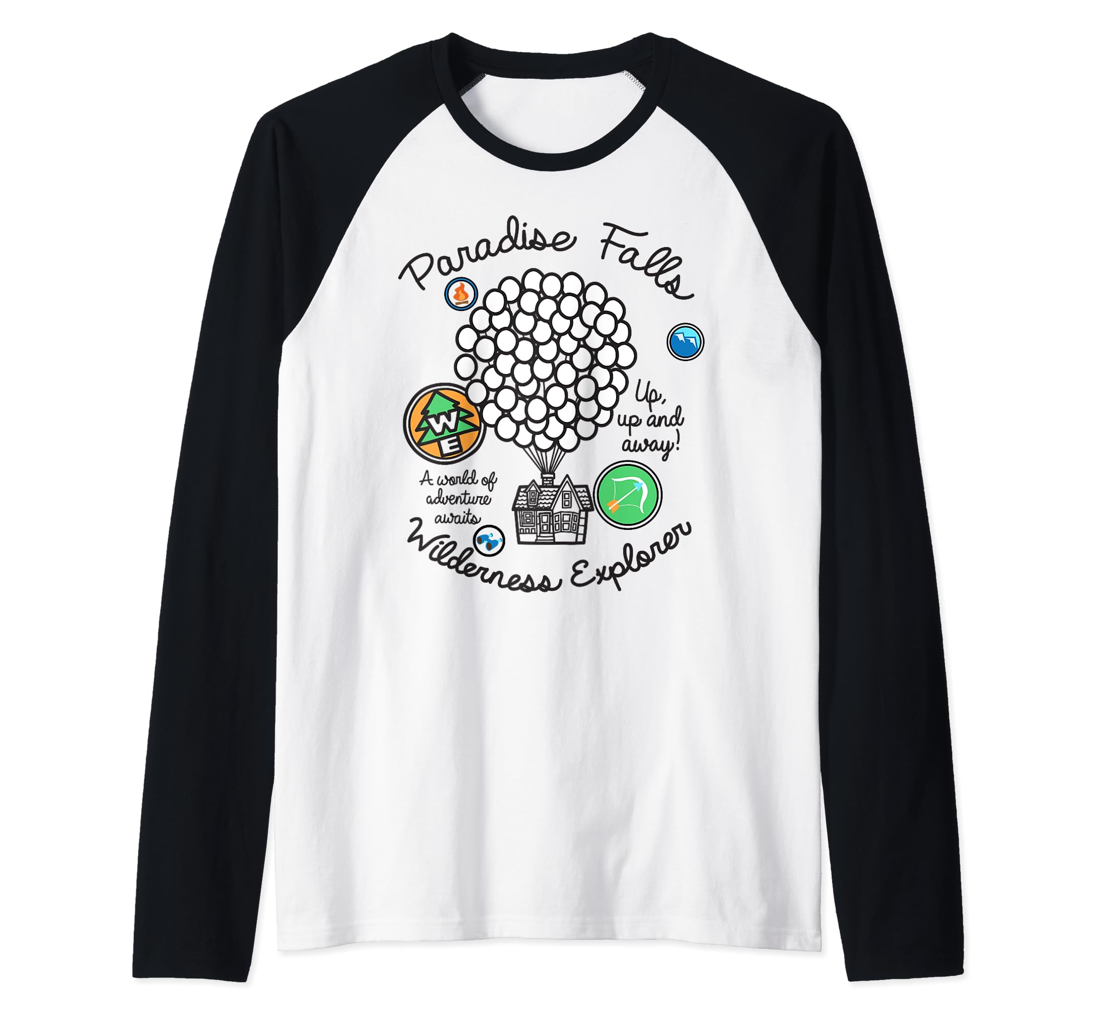 disneyPixar Up Paradise Falls Explorer Patch Raglan Baseball Tee