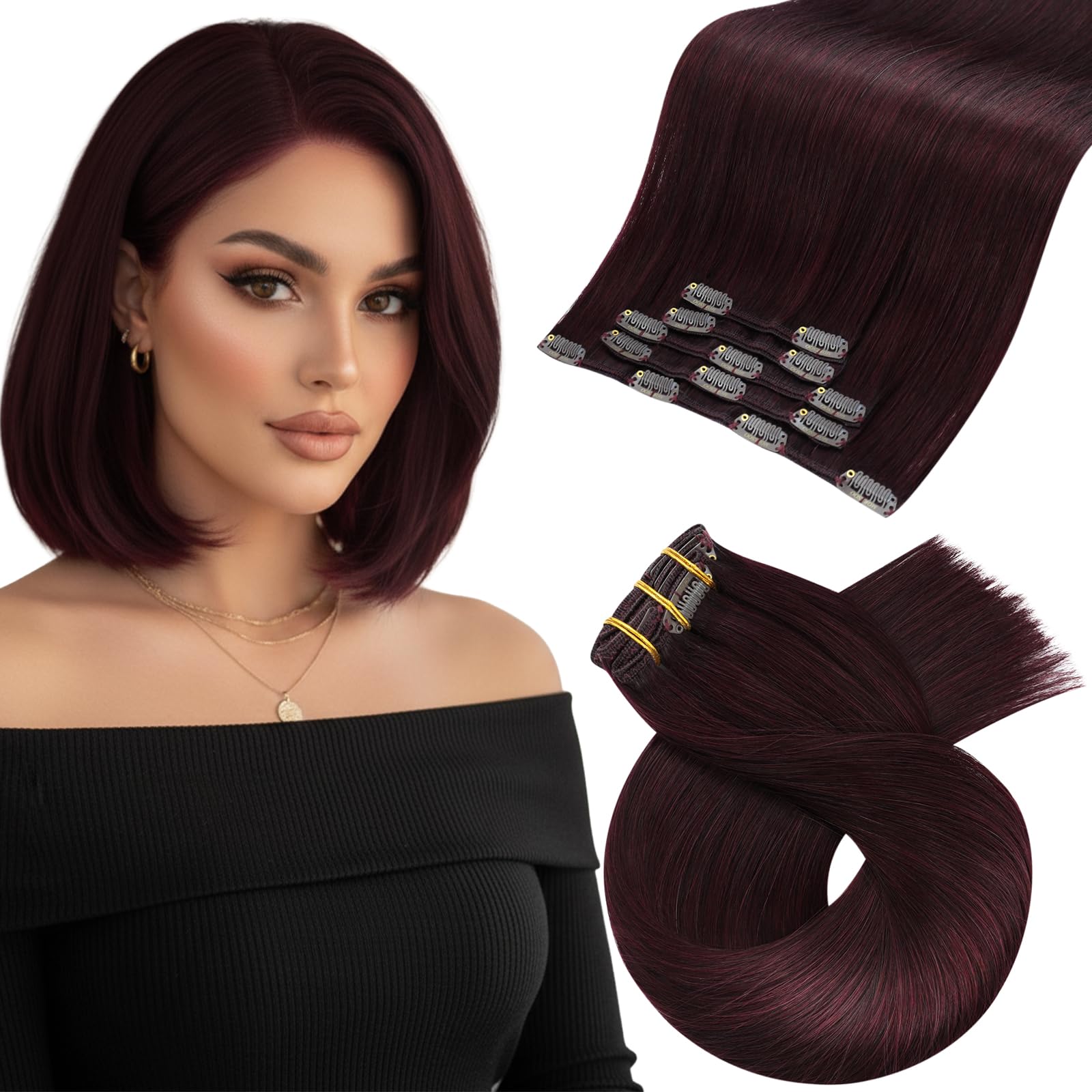 Moresoo Human Hair Extensions Clip in Real Hair Ash Blonde with Bleached Blonde Clip in Hair Extensions Remy Human Mid-length Hair Layered Add Volume 14 Inch 5pcs/80g #P18/613 — view 73
