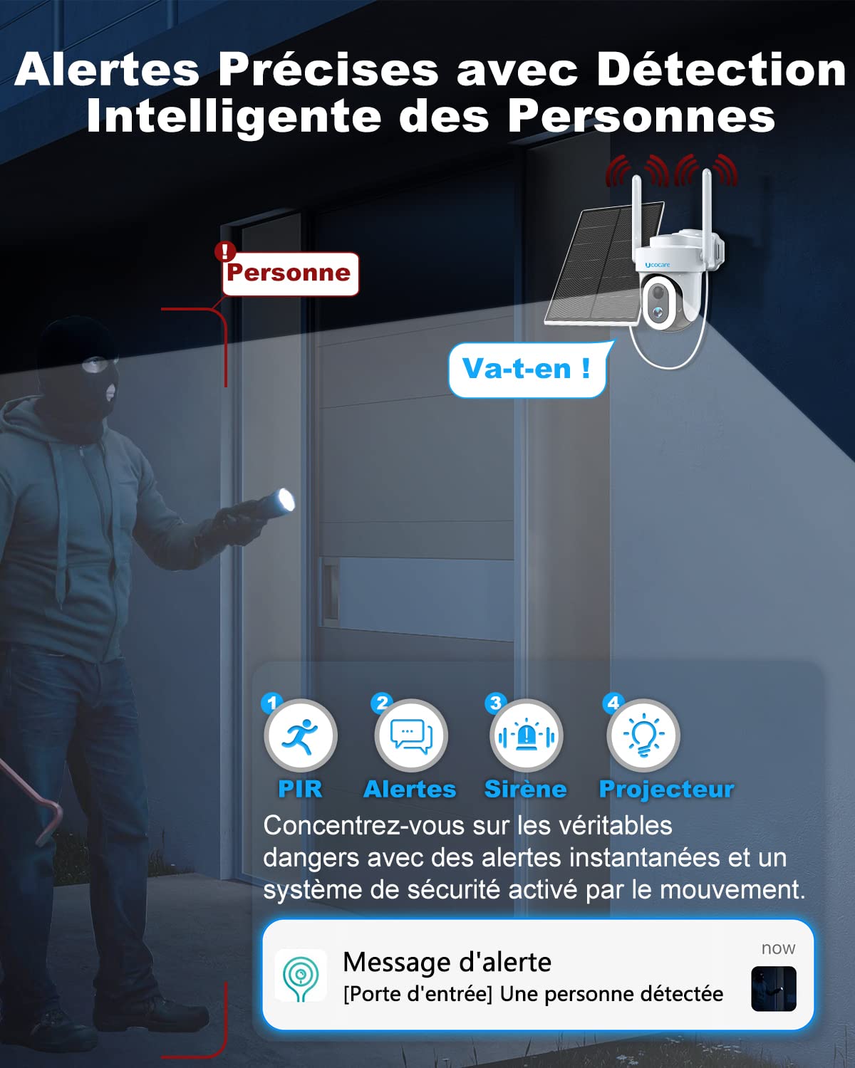 UCOCARE 4G LTE Camera Surveillance Solaire Exterieure sans Fil