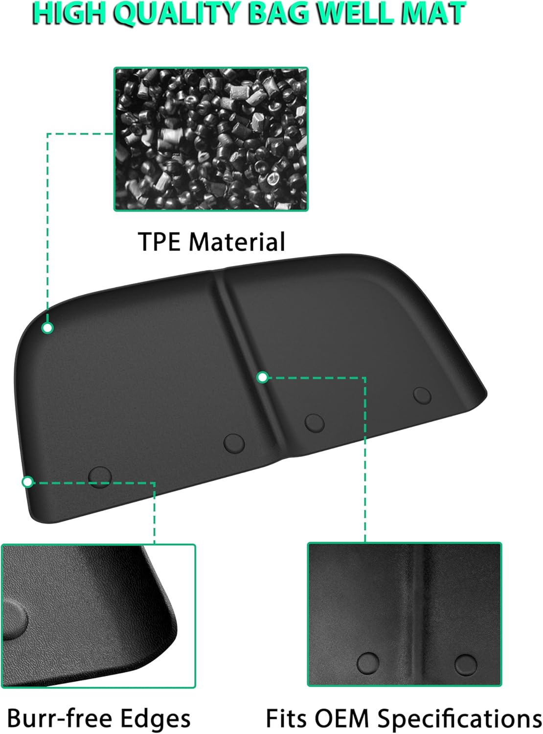 Bag Well Mat for Club Car DS, All Weather Rear Cargo Liner Bagwell Mat Rubber Slush Liner Insert Protection for Club Car DS Golf Cart Accessories