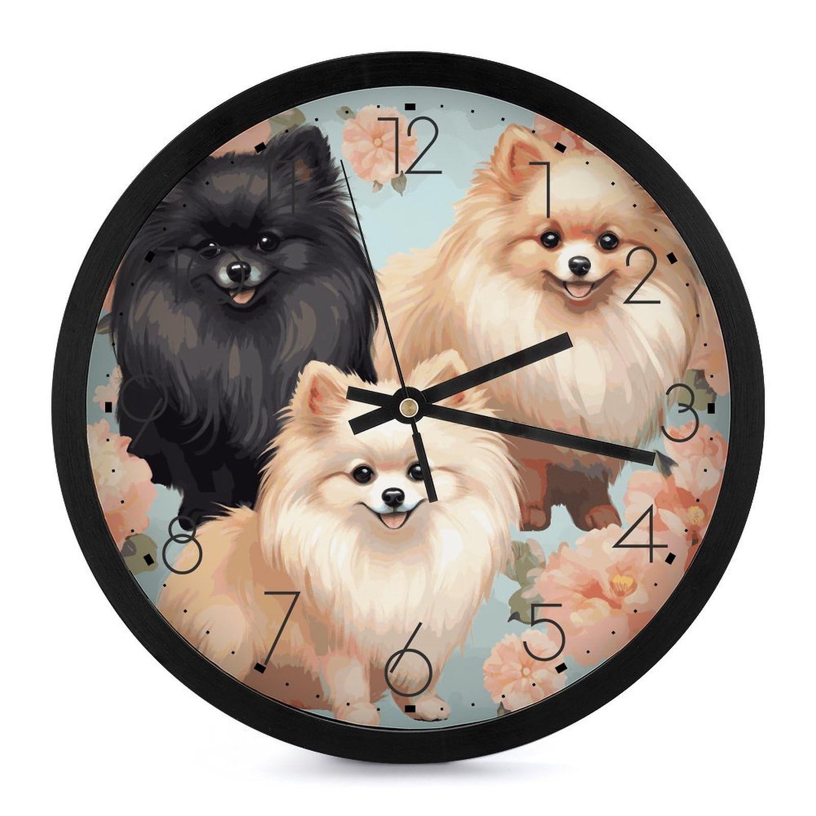 Horloge murale silencieuse Poméranien pour éliminer le tic-tac