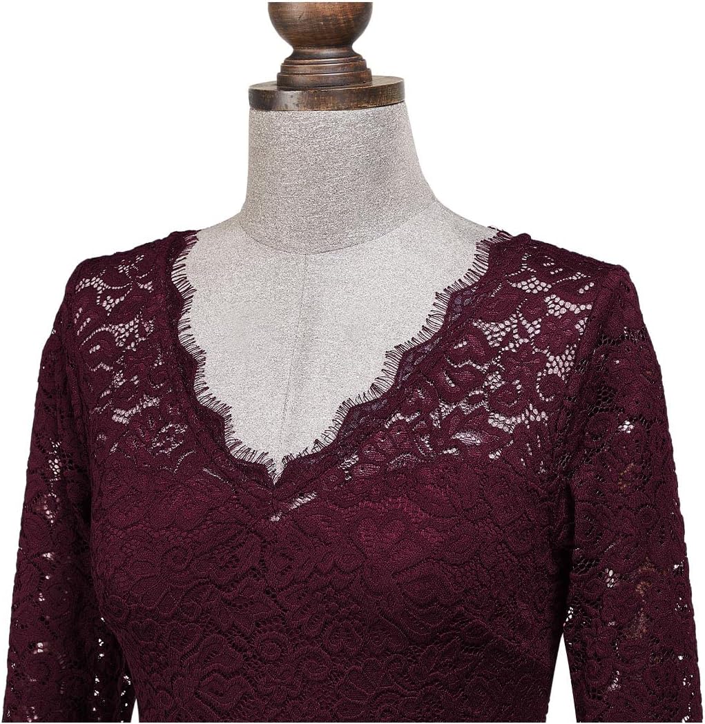 MISSMAY Women's Classy V-Neck Ruffle Split Formal Evening Prom Maxi Dress