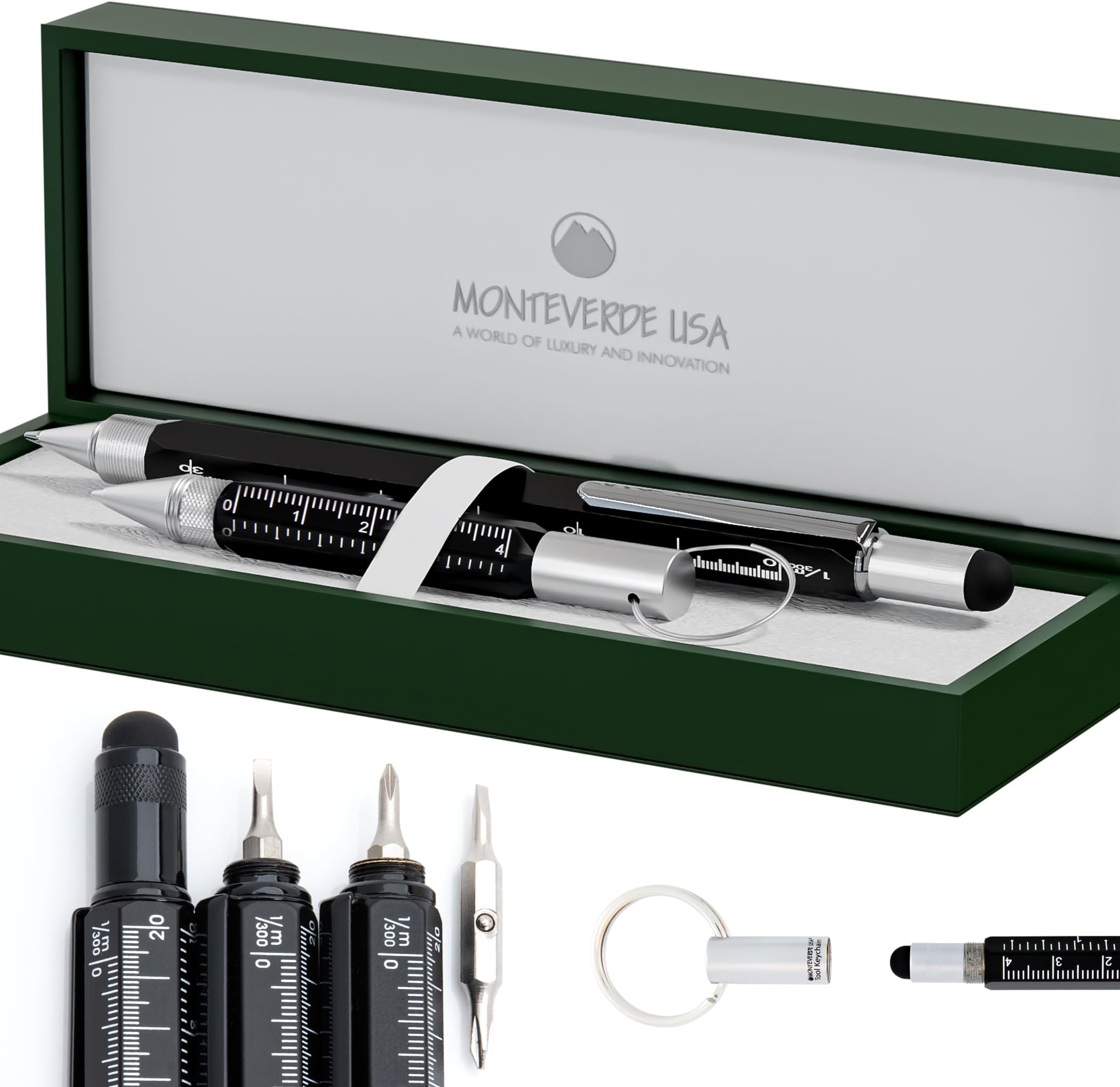 MonteverdeONE TOUCH TOOL SET BALLPOINT PEN WITH STYLUS BLACK + TOOL PEN KEYCHAIN BLACK