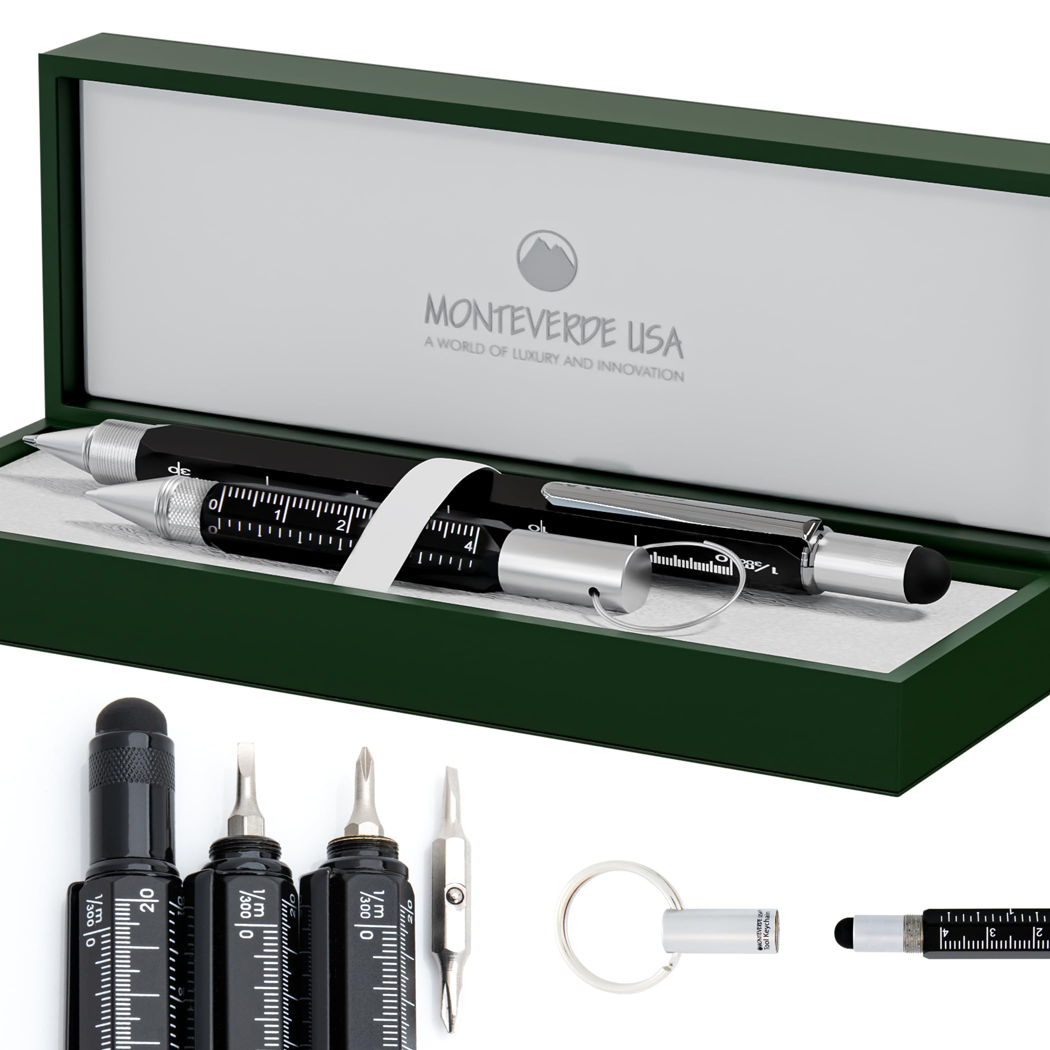 MonteverdeONE TOUCH TOOL SET BALLPOINT PEN WITH STYLUS BLACK + TOOL PEN KEYCHAIN BLACK
