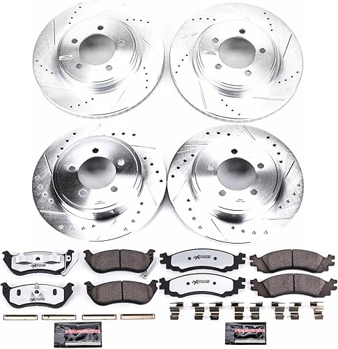 Miniatura 2 de Power Stop Kit de frenos delanteros y traseros para Ford Explorer 2006 2007 2008 2009 2010  Camión y remolque de fibra de carbono pastillas de freno