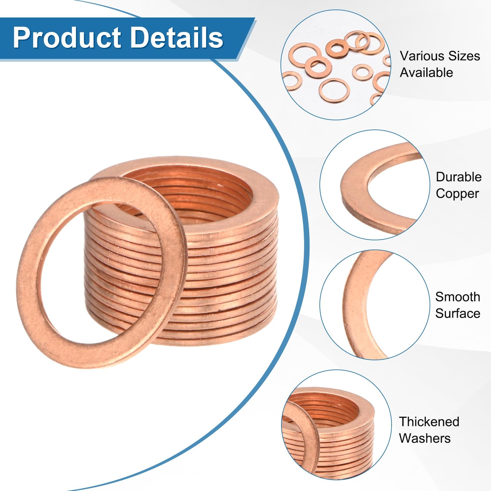M METERXITY 60-Pack Copper Washers - Image 2