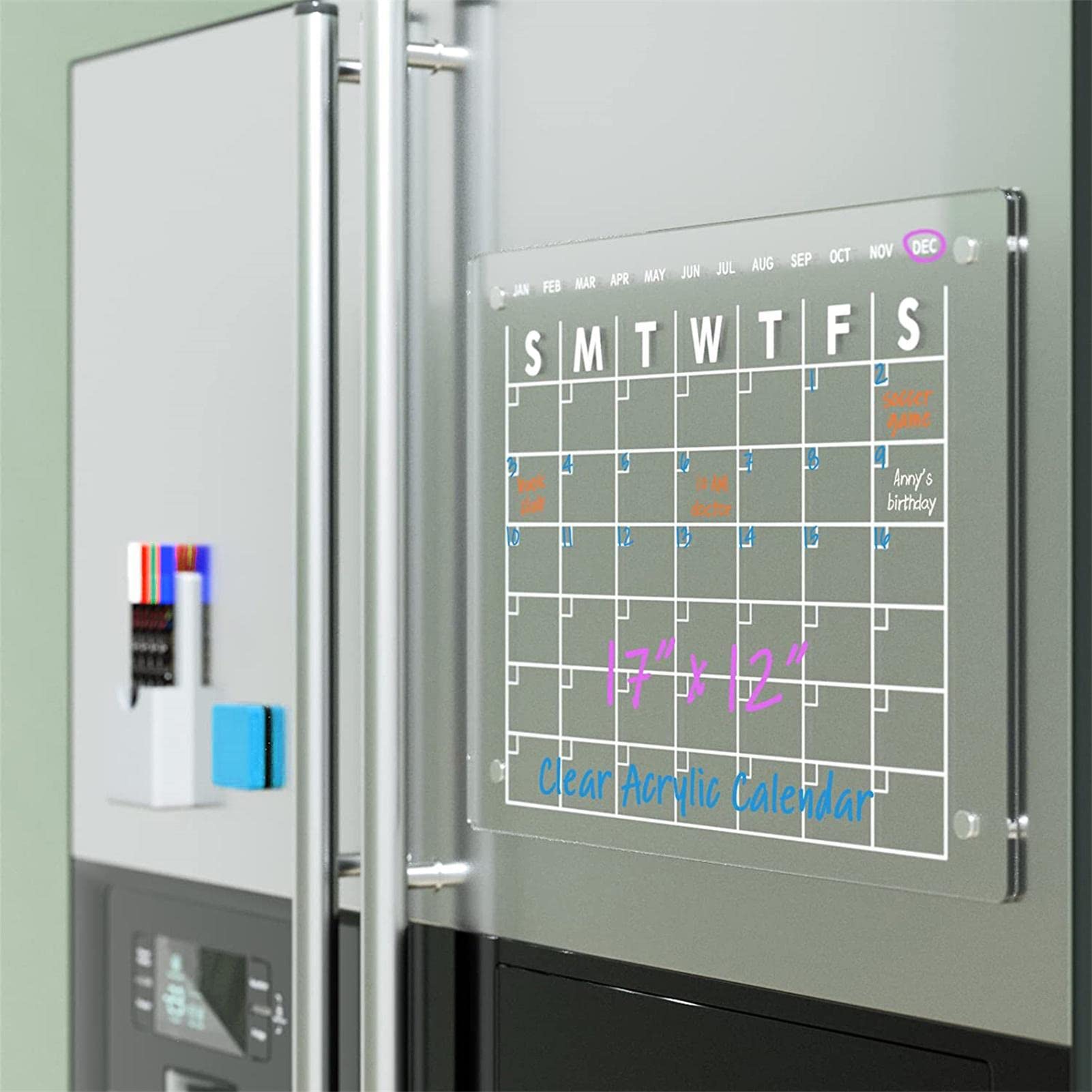 Magnetisch drooguitwisbord met kalender voor koelkast | REUSABLEPLAN