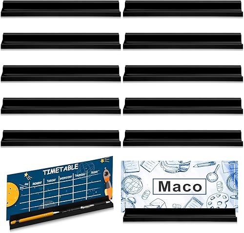 12 soportes para placas de identificación para escritorio, 12 x 1.7 x 1 pulgadas, soporte de plástico autoadhesivo y extraíble para placa de