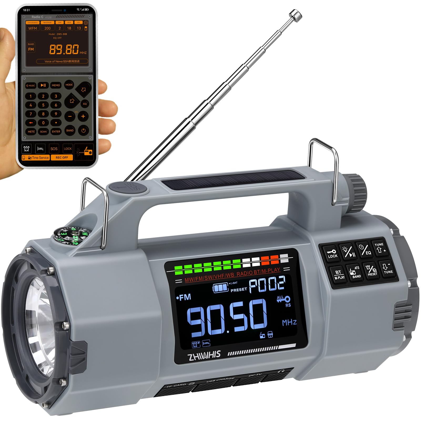 Amazon.co.jp: ZHIWHIS 防災ラジオ Bluetoothスピーカー/マイクロSD