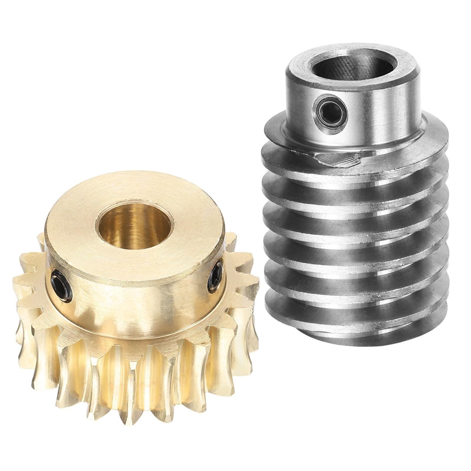 Juego de engranaje de tornillo sin fin 20:1, módulo 1,5, rueda de latón orificio 10mm, tornillo de acero 45# orificio 8mm - 20 dientes, rotación derecha