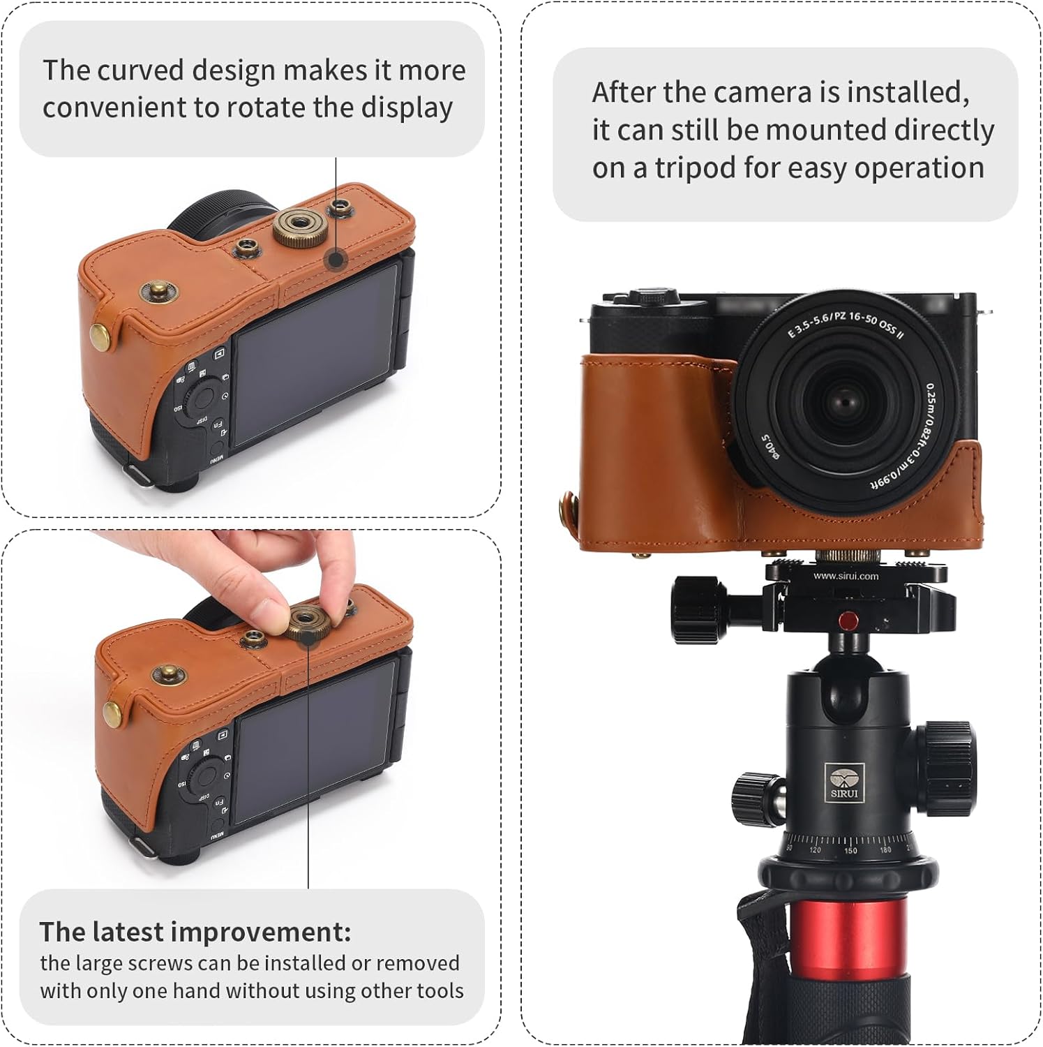 for Sony ZV-E10 II case Premium PU Full Body Leather Camera Case Bag for Sony ZV-E10 II Fit 16-50mm Lens with Camera Shoulder Strap