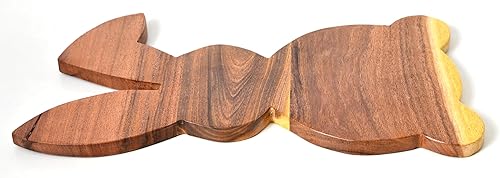 Miniatura 5 de Tabla de cortar de conejo de madera decorativa para cocina, bloque de carnicero de 15 pulgadas de largo x 7 pulgadas de ancho, plato para servir