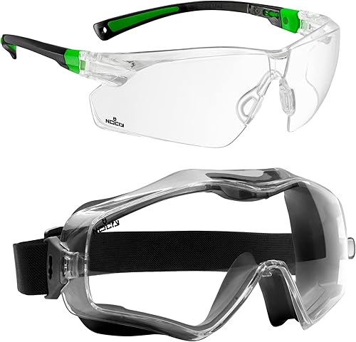 NoCry Gafas de seguridad con antiempañamiento transparente, resistentes a los arañazos, protección UV y gafas de seguridad de 6 x 3 pulgadas que se