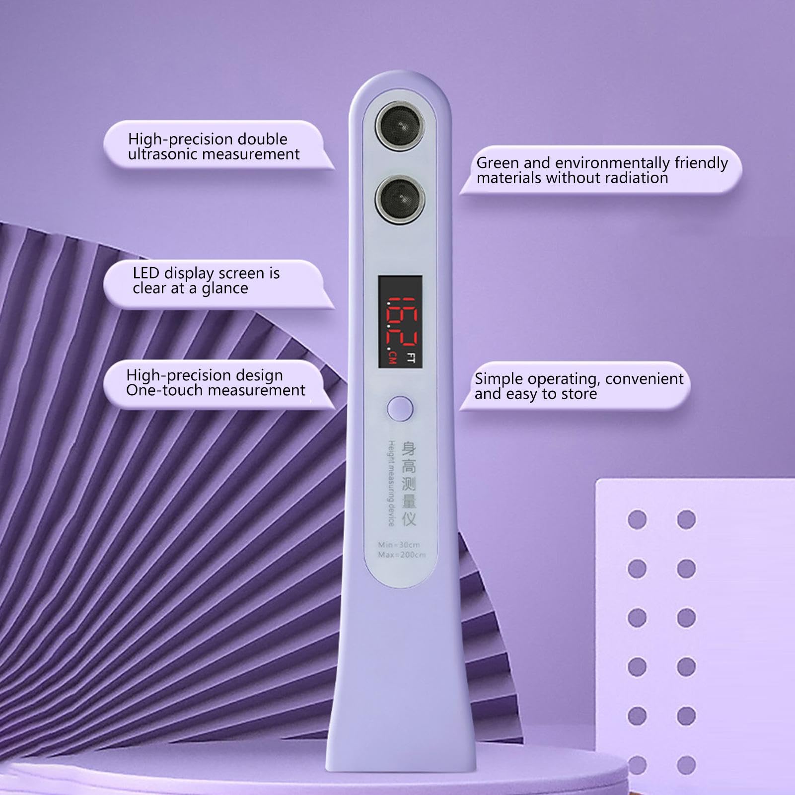 Misuratore di altezza ad ultrasuoni portatile wireless per bambini e adulti