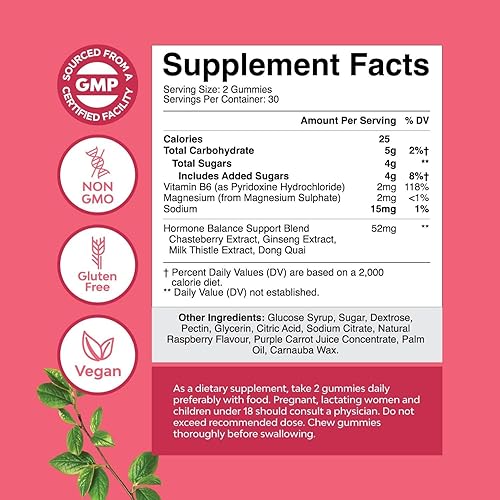 Miniatura 3 de Gomitas de Equilibrio Hormonal para Mujeres de Todas las Edades - Suplemento de Apoyo para el SPM para Mujeres para Regular el Ciclo Menstrual y el