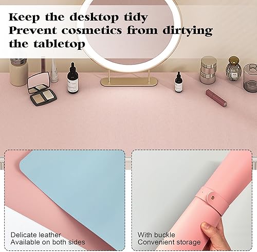 Miniatura 4 de Foxtell Alfombrilla de maquillaje de 35.4 x 15.7 pulgadas para tocador, protector superior de tocador, tapete de tocador impermeable a prueba de