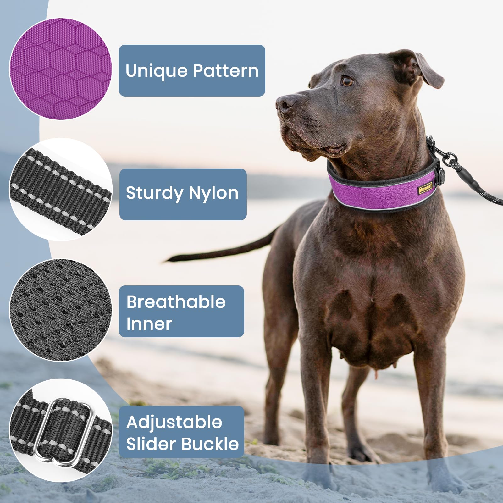 Mayerzon Collar patentado sin tirones para perros pequeños, medianos y grandes, Beagle, pastor alemán, rottweiler, martingala, antitirones, con hebilla, para entrenamiento de caminar, reflectante