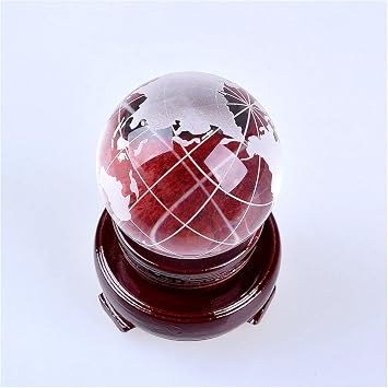 LONGWIN Clear Crystal Globe Display Ball 50mm Diameter with Wooden Stand