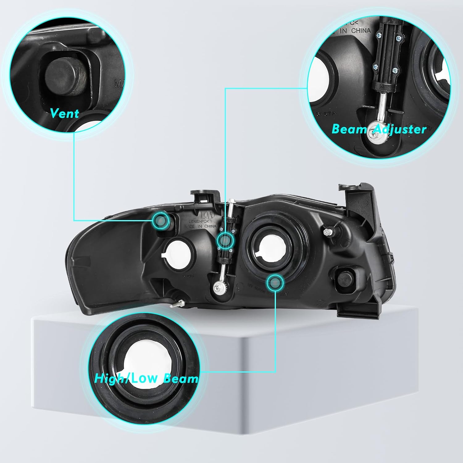 TUSDAR Fit for 2004 2005 2006 Nissan Sentra Headlight Assembly Pair Passenger Driver Side Chrome Housing with Amber Reflector