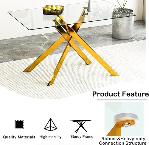 Miniatura 108 de Mesa de comedor redonda de vidrio de 36 pulgadas para 2-4 personas, patas de metal negro resistentes, mesa de cocina redonda de vidrio para