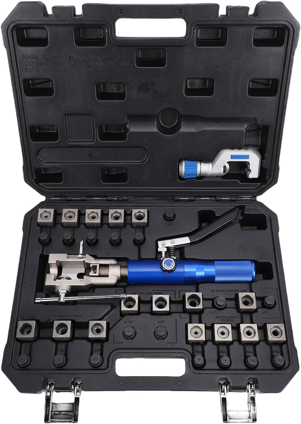 Hydraulic Brake Line Flaring Tool Kit, 45 Single Double Tool Kit with Hydraulic Cylinder & Tube Cutter, Automotive Tools for Transmission Cooling Line etc