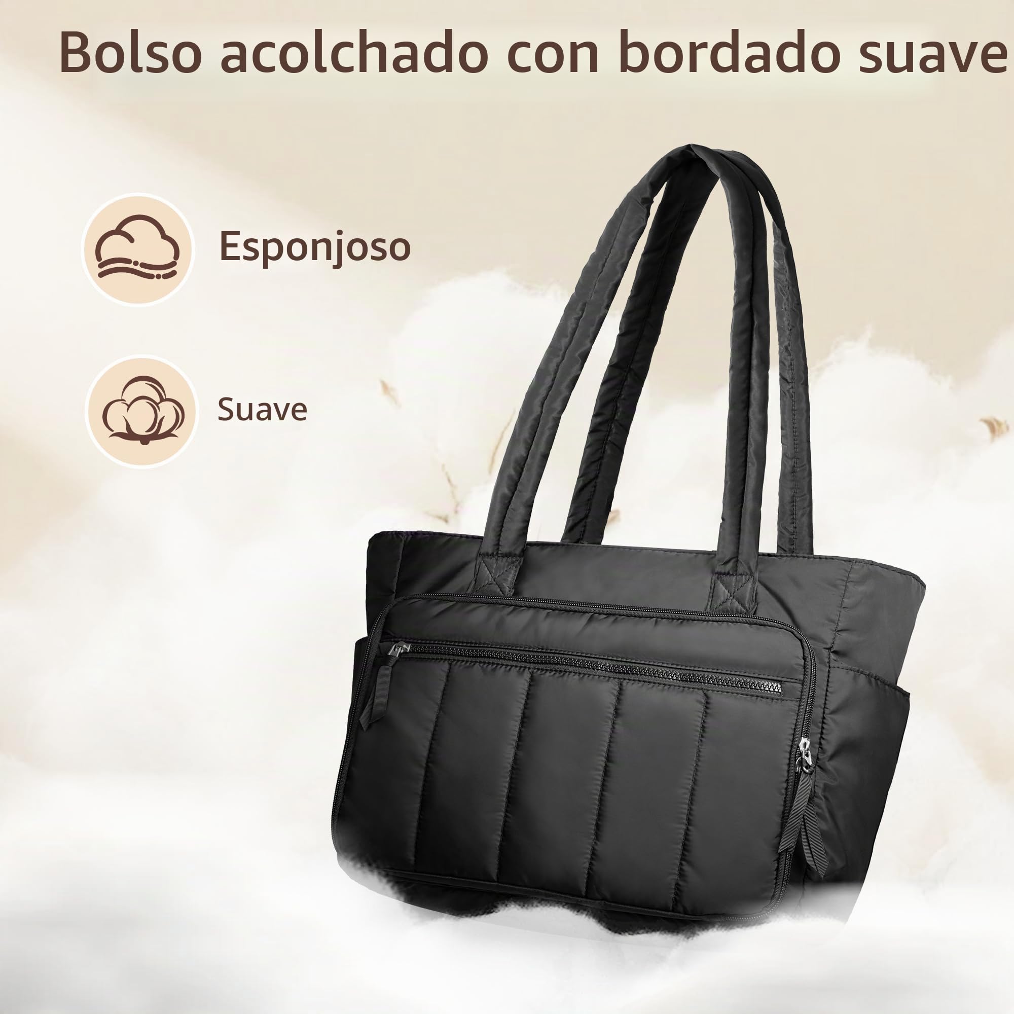 Luxja Bolsa para Kit de Bordado con Múltiples Bolsillos, Bolsa para Proyectos de Bordado para Kits de Punto de Cruz, Negro