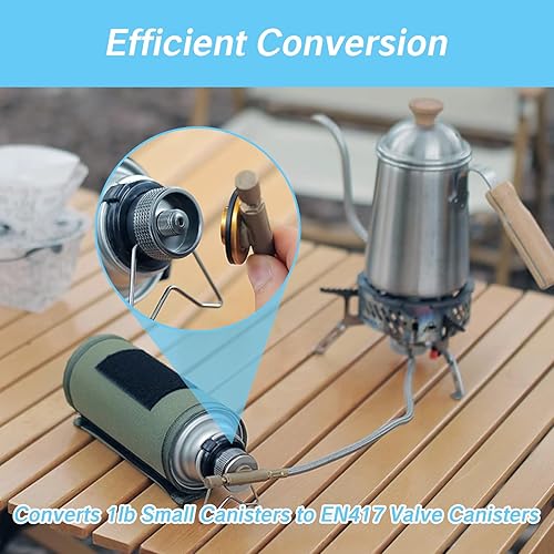 Miniatura 4 de NIIIYTYB Adaptador de butano a propano de 2 piezas, entrada de tanque pequeño de propano de 1 libra, salida de válvula EN417, estufa de campamento,