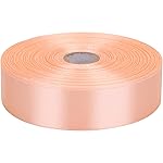 Baocuan 1 inch Champagne Pink Satin Ribbon 50 Yards Solid Fabric Ribbons Roll for Wedding Invitations, Bridal Bouquets, Sewing, Party Decorations, Gift Wrapping and More